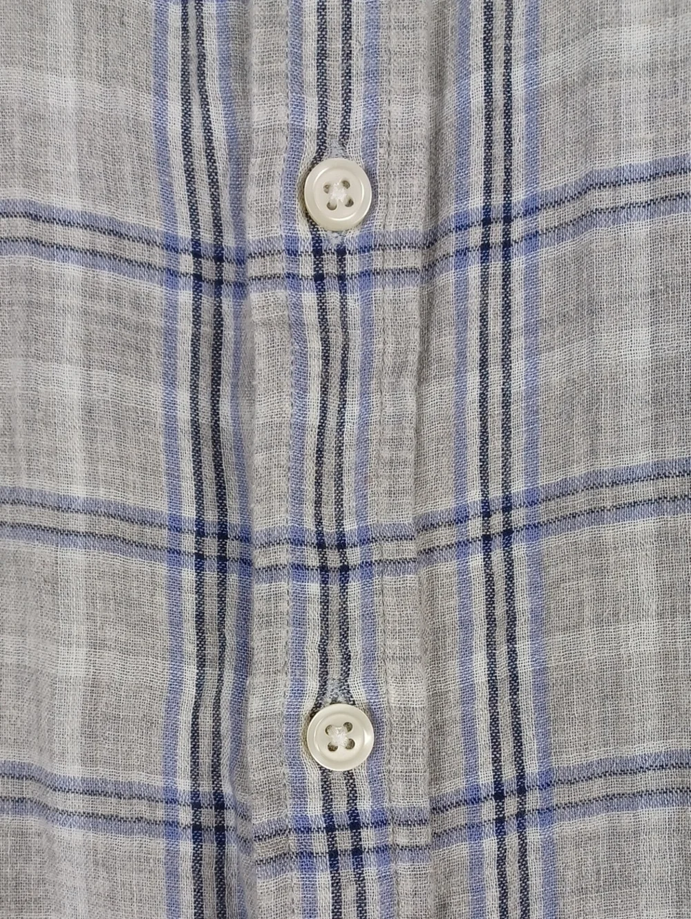 Banana Republic Blue and Gray Plaid LS Button-Down Mens Small Shirt, 100% cotton